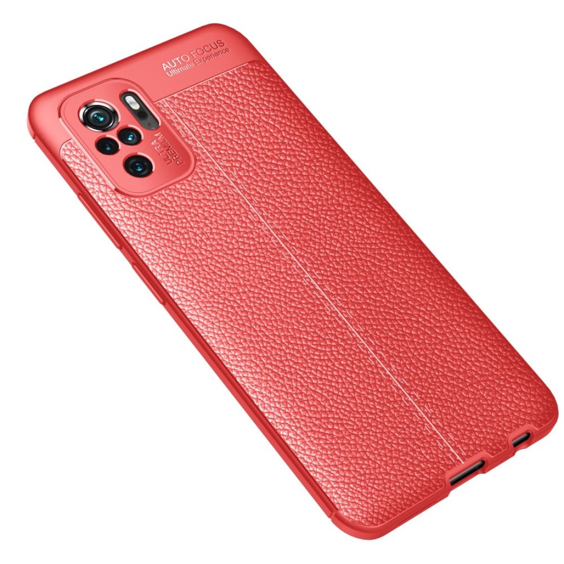 Xiaomi Redmi Note 10 Kılıf Focus Derili Silikon - Kırmızı