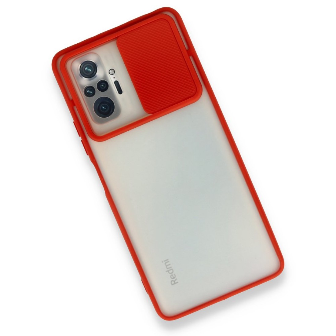 Xiaomi Redmi Note 10 Pro Kılıf Palm Buzlu Kamera Sürgülü Silikon - Kırmızı
