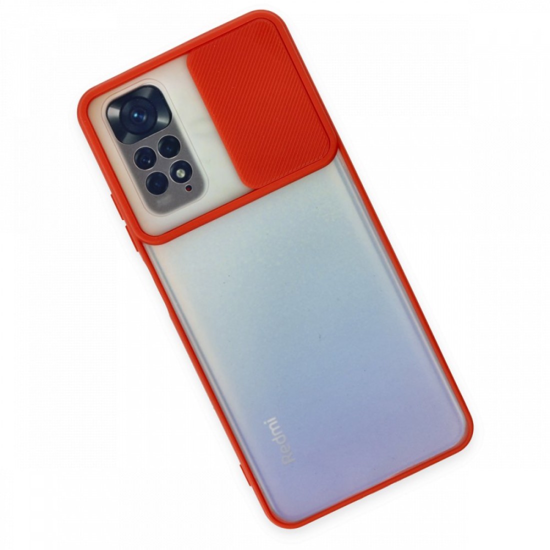 Xiaomi Redmi Note 11 Kılıf Palm Buzlu Kamera Sürgülü Silikon - Kırmızı