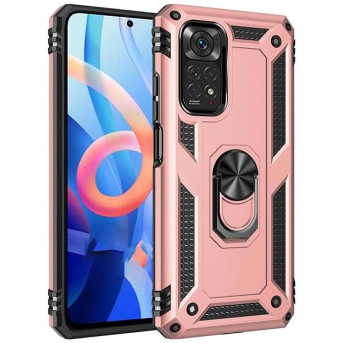 Xiaomi Redmi Note 11 Pro Kılıf Sofya Yüzüklü Silikon Kapak - Rose