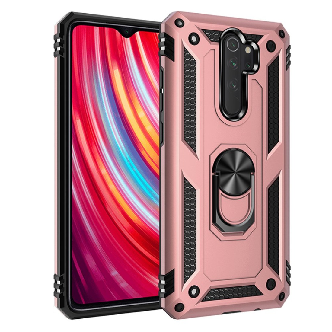 Xiaomi Redmi Note 8 Pro Kılıf Sofya Yüzüklü Silikon Kapak - Rose