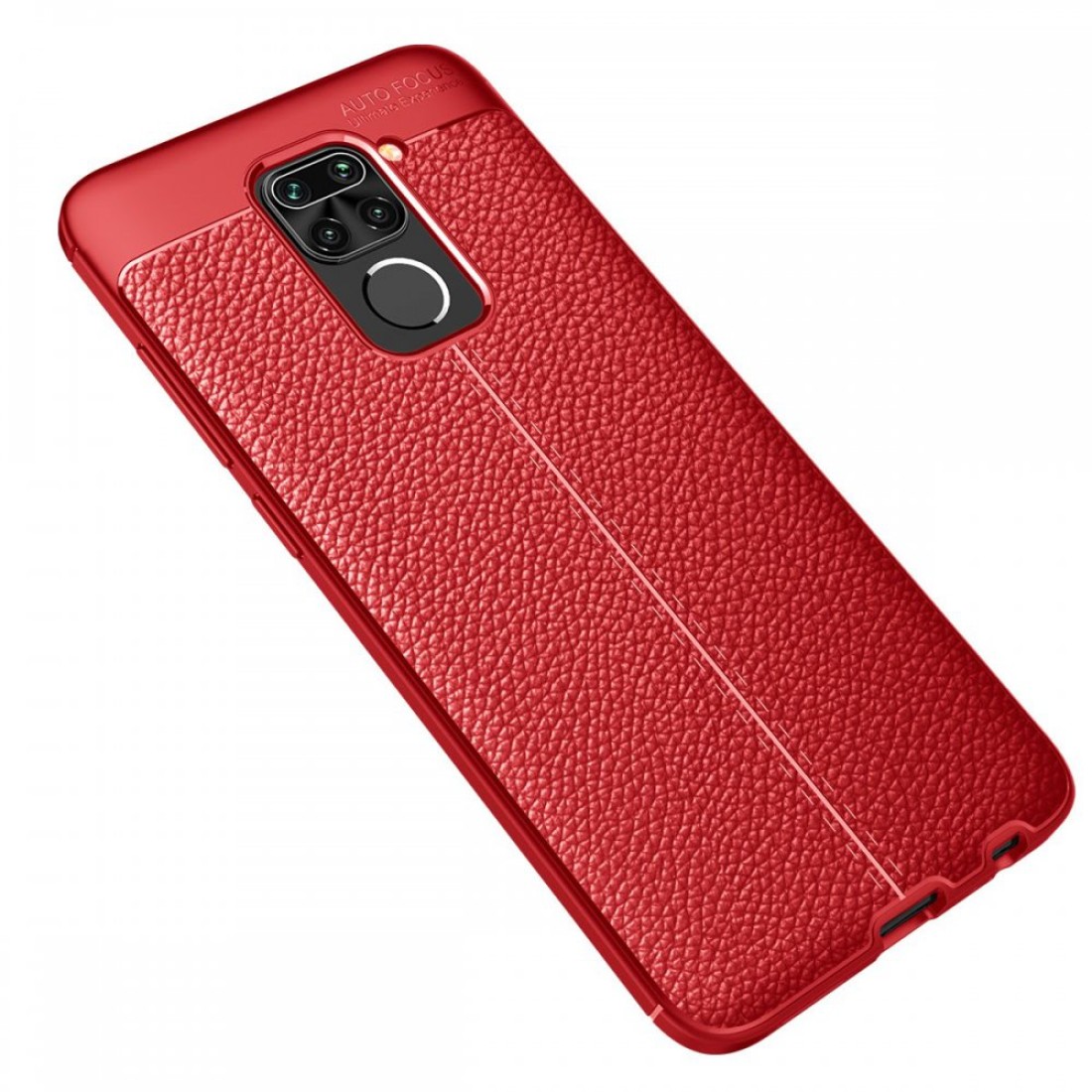 Xiaomi Redmi Note 9 Kılıf Focus Derili Silikon - Kırmızı