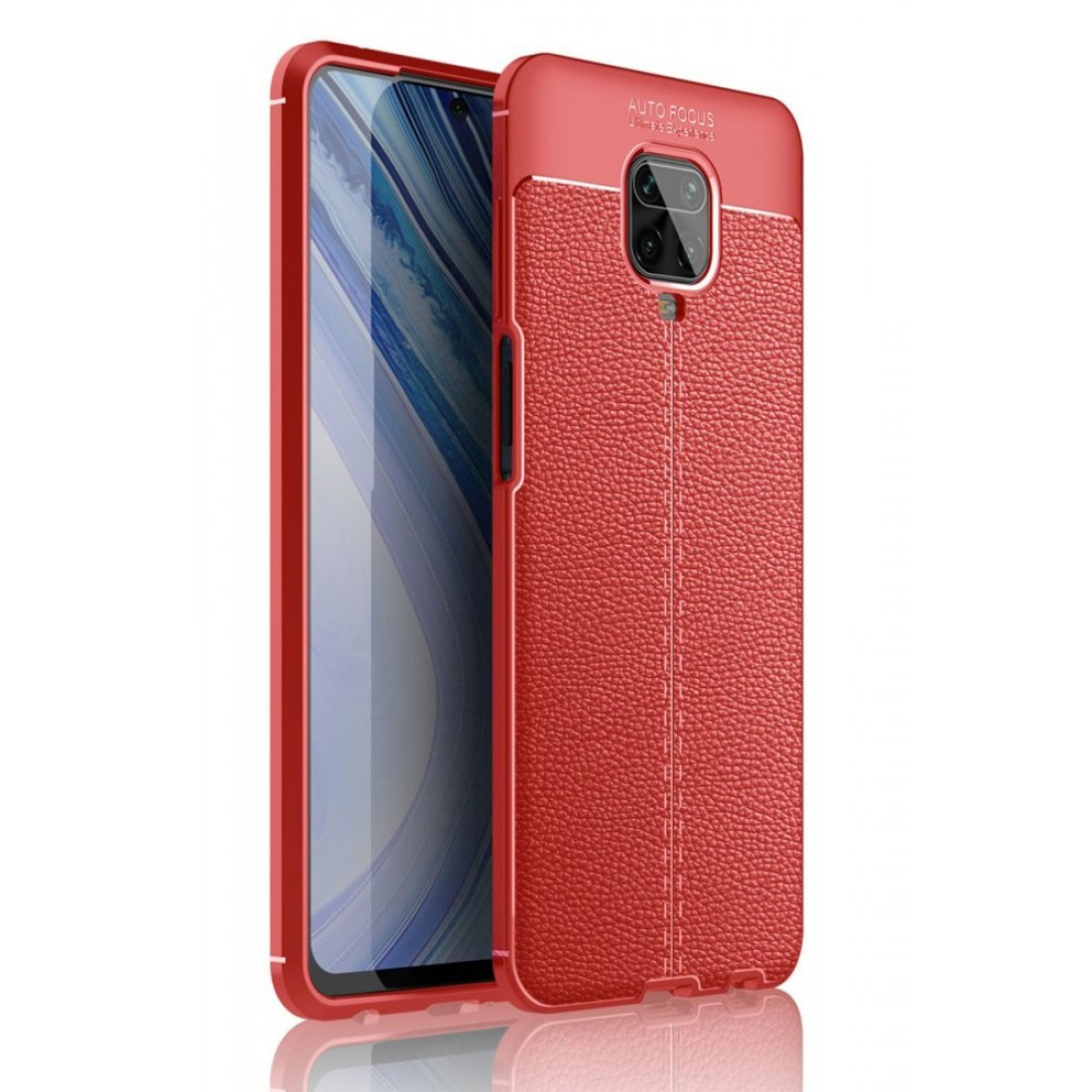 Xiaomi Redmi Note 9 Pro Kılıf Focus Derili Silikon - Kırmızı