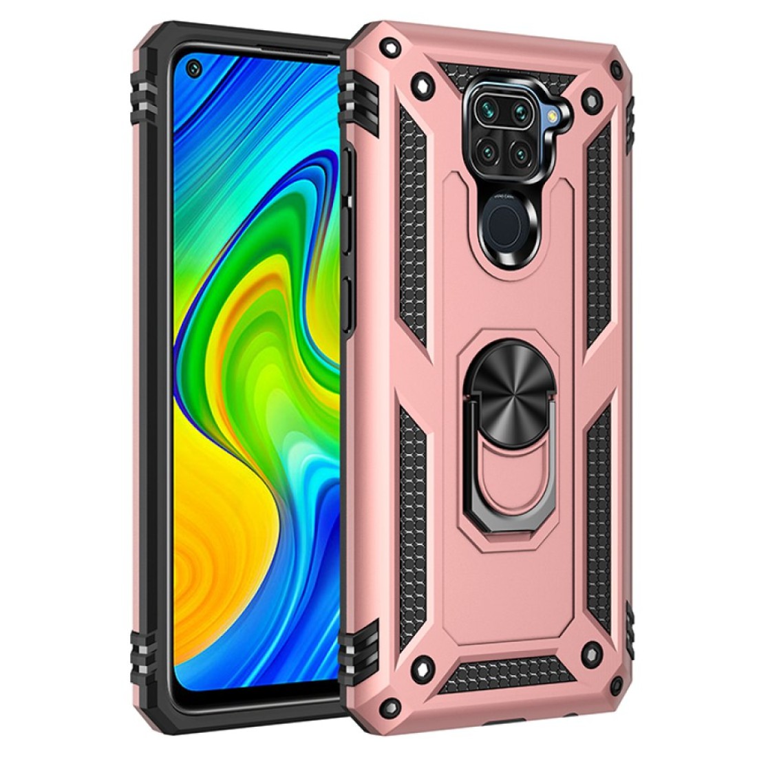 Xiaomi Redmi Note 9 Kılıf Sofya Yüzüklü Silikon Kapak - Rose