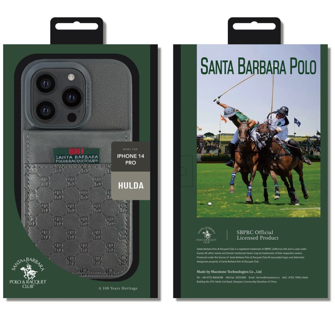 Santa Barbara Polo Racquet Club Apple iPhone 13 Pro Hulda Kartvizitli Kapak - Gri