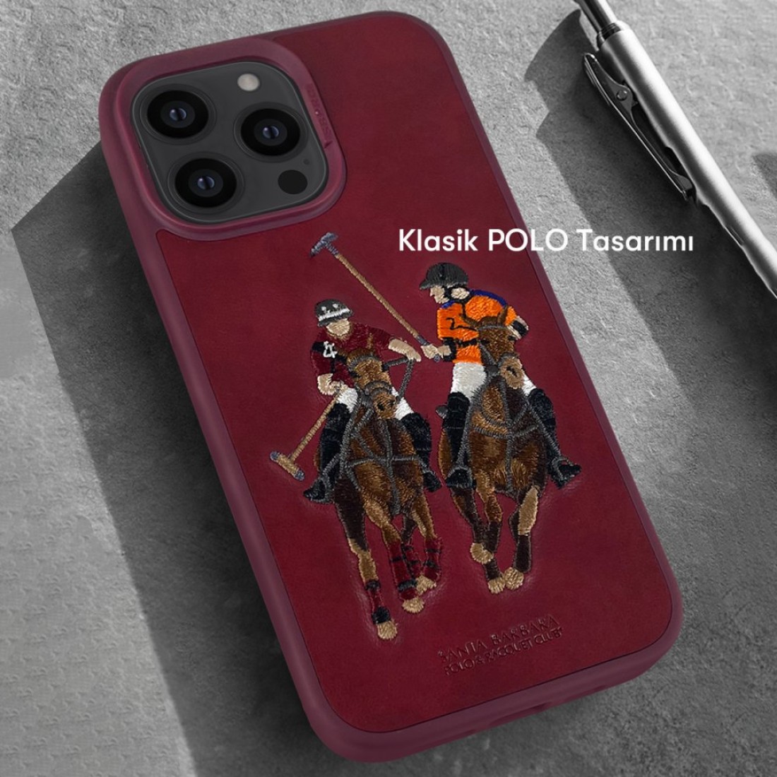 Santa Barbara Polo Racquet Club Apple iPhone 13 Pro Jockey Deri Kapak - Kırmızı