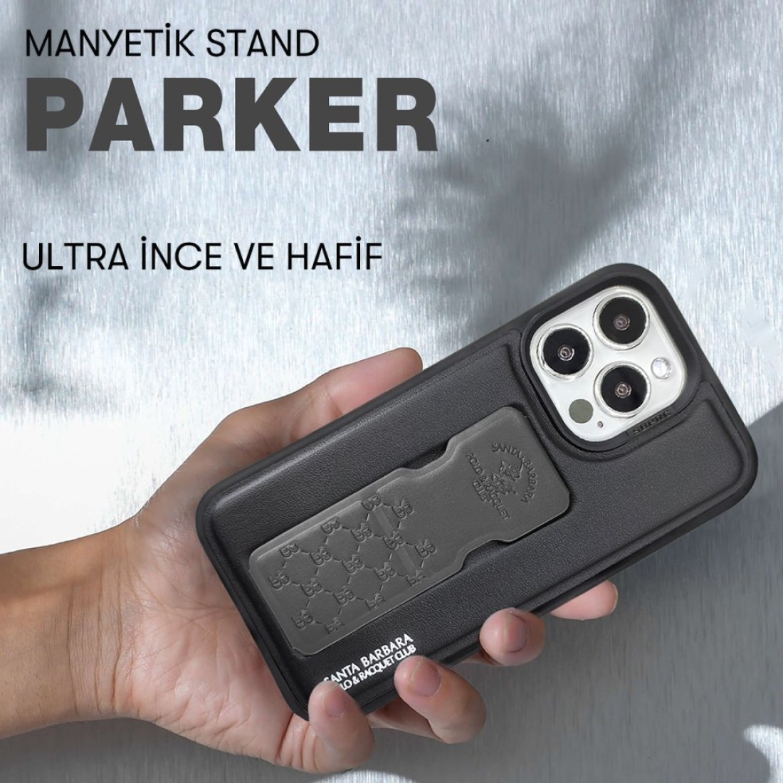 Santa Barbara Polo Racquet Club Apple iPhone 14 Parker Stand Kapak - Beyaz