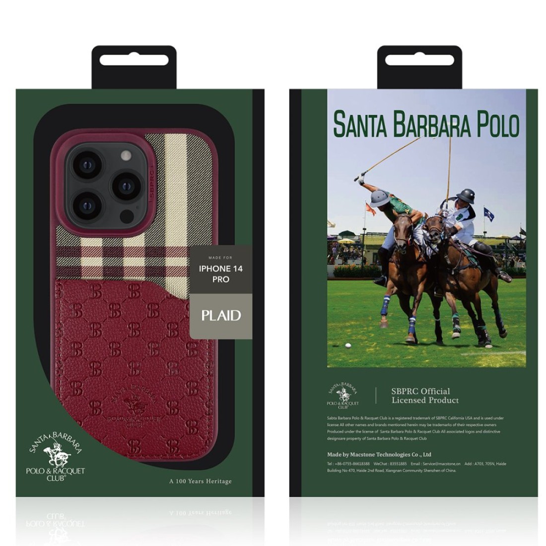 Santa Barbara Polo Racquet Club Apple iPhone 14 Pro Plaid Kartvizitli Kapak - Mor